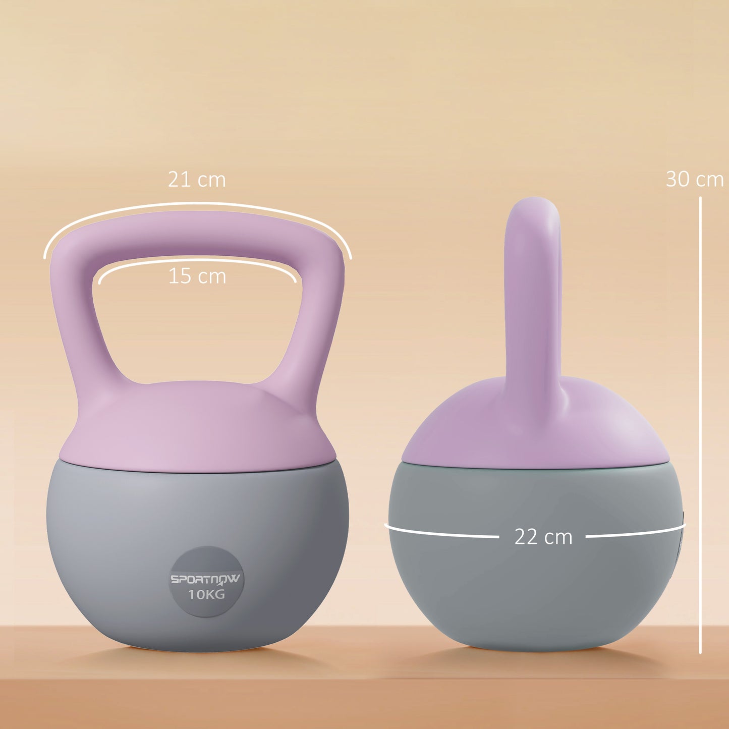 10KG Soft Kettlebell, Kettlebell with Non-Slip Handle for Home Gym, Weight Lifting, Strength Training, Purple/Grey