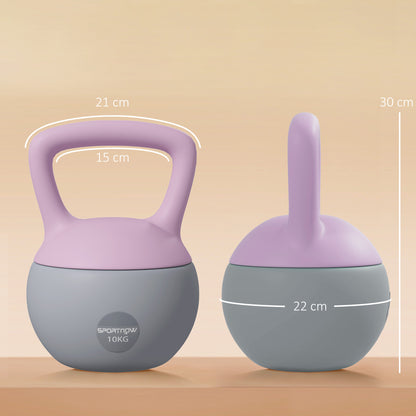 10KG Soft Kettlebell, Kettlebell with Non-Slip Handle for Home Gym, Weight Lifting, Strength Training, Purple/Grey
