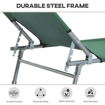 Reclining Sun Lounger Chair Folding Camping Bed with 4-Position Adjustable Backrest