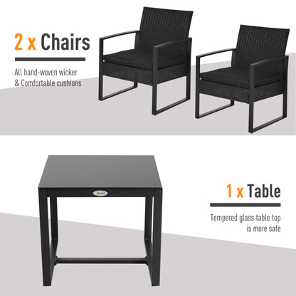2 Seater Rattan Coffee Set-Black