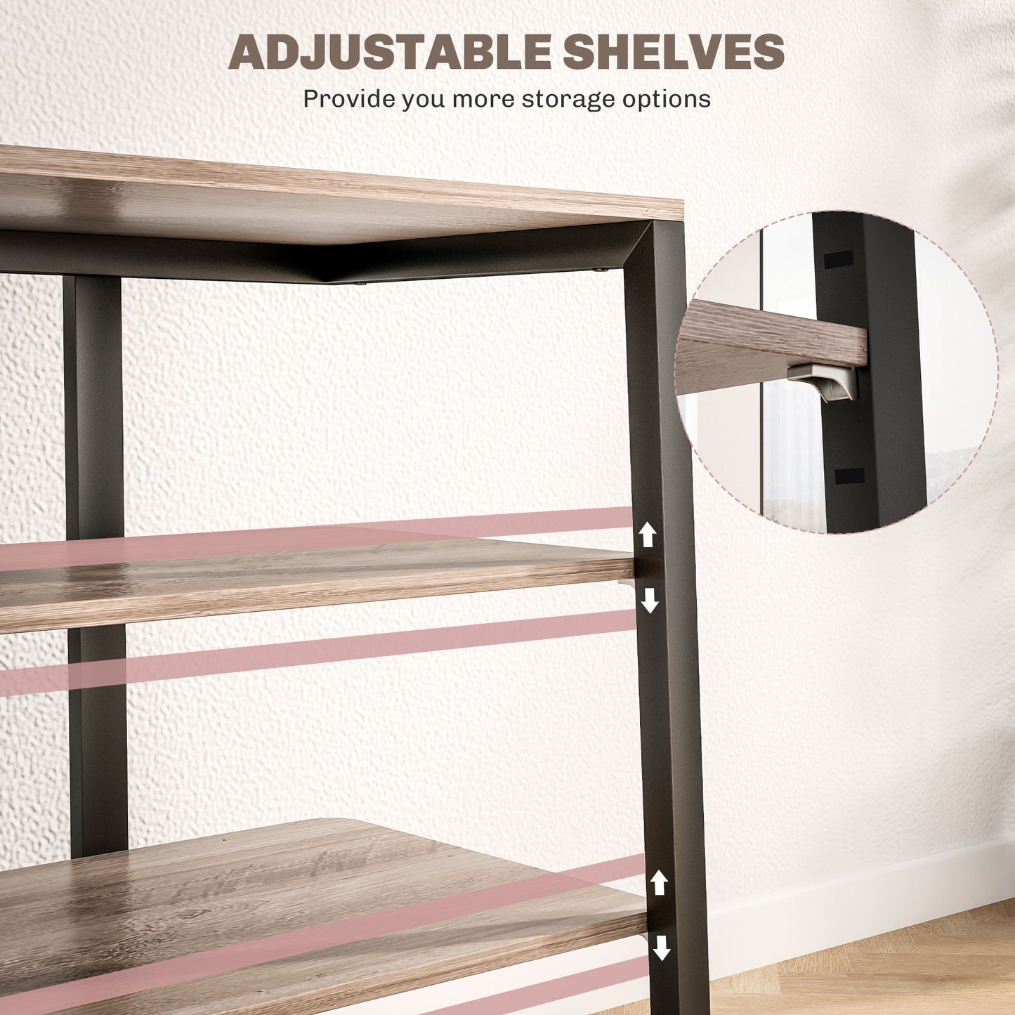 HiFi Stand, with Four Storage Shelves - Grey