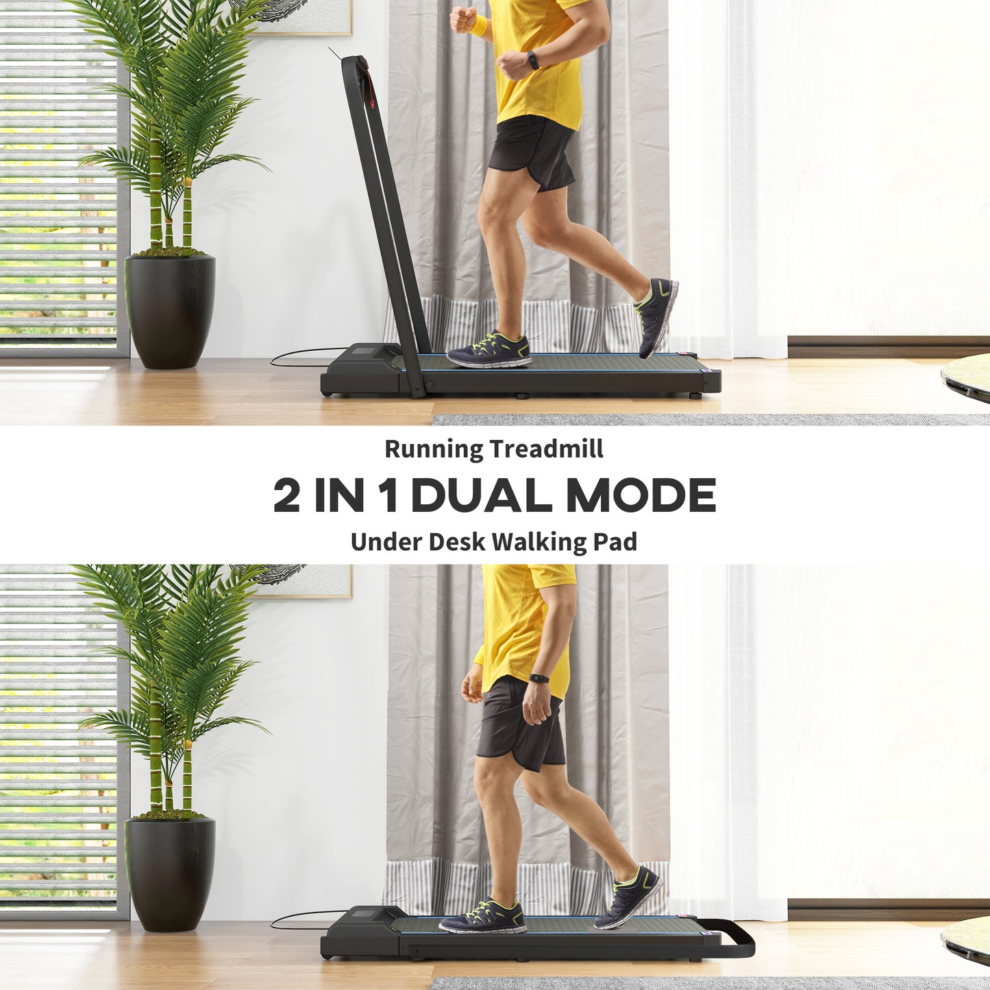 2.5HP Walking Pad, 1-6km/h Folding Treadmill with Remote Control and LED Display for Home Gym Office, Blue