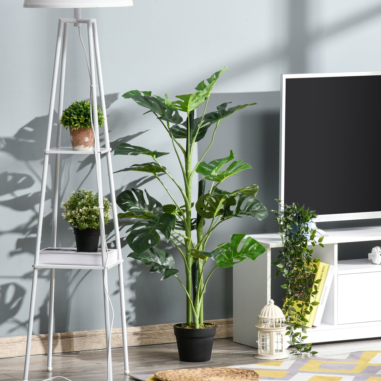 100cm/3.3FT Artificial Monstera Tree Decorative Cheese Plant 21 Leaves with Nursery Pot