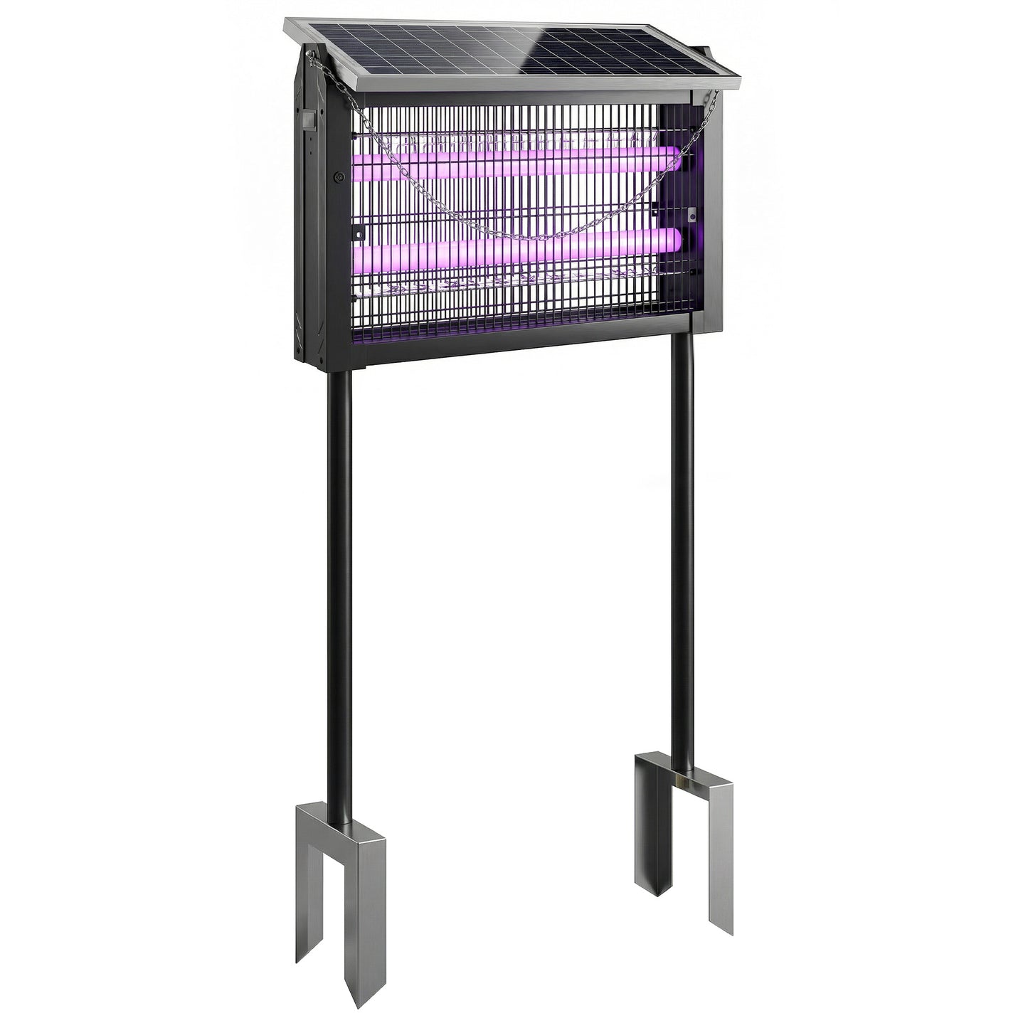 Solar Bug Zapper Outdoor, 3500 V Electric Mosquito Fly Zapper with 4.3 m Cord, Dusk-to-Dawn Control, Black