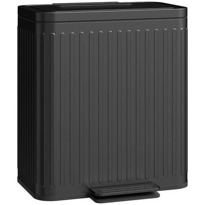 40L Dual Compartment Rubbish Bin, with Soft-Close Lid - Black