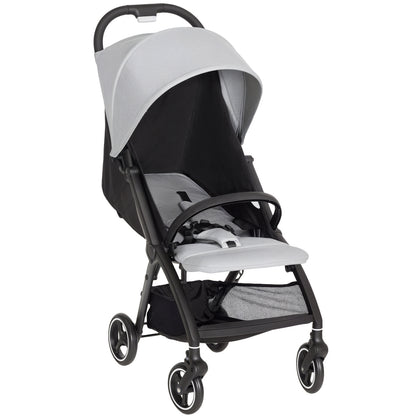 Travel Stroller, Lightweight Pushchair, Compact Buggy with Canopy, Basket and Multi-Position Recline, Light Grey
