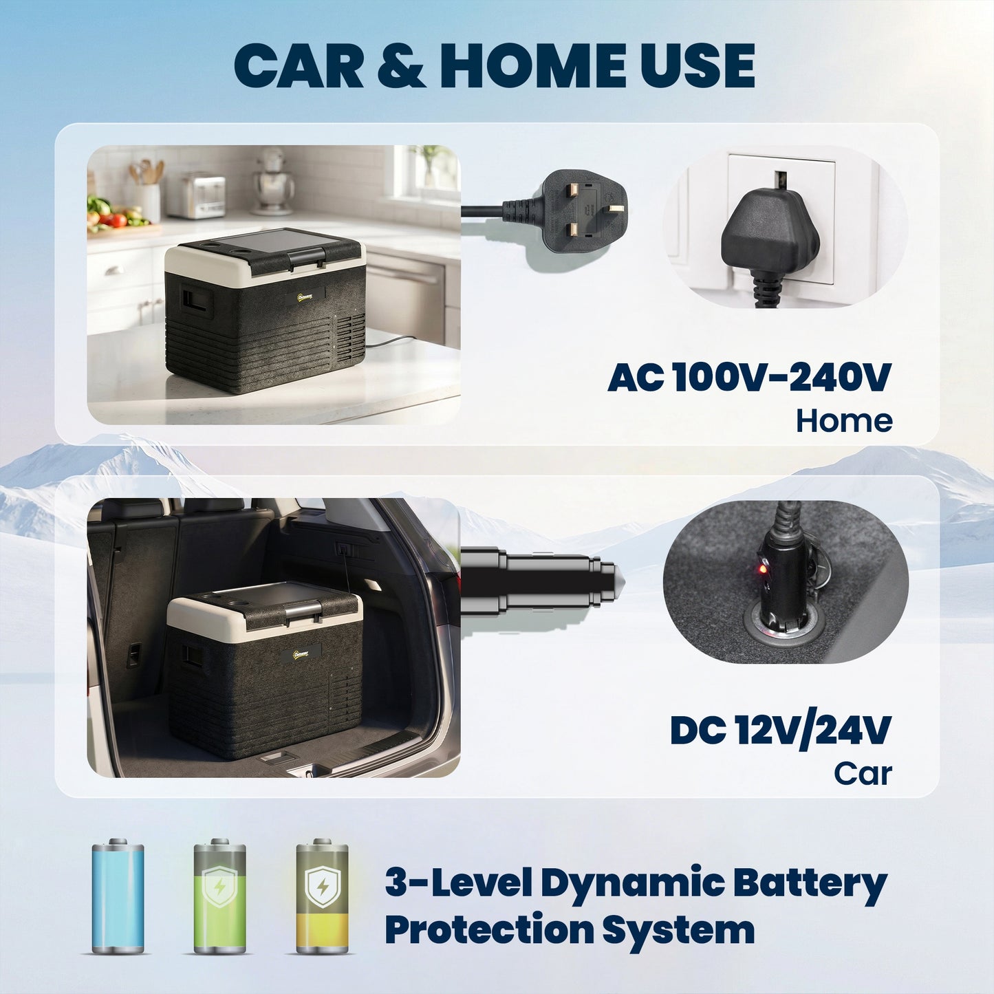 30L Portable Car Refrigerator - Grey and Black