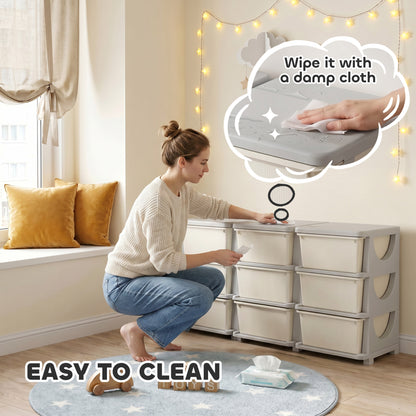 Kids Storage Unit, with Nine Drawers - Cream