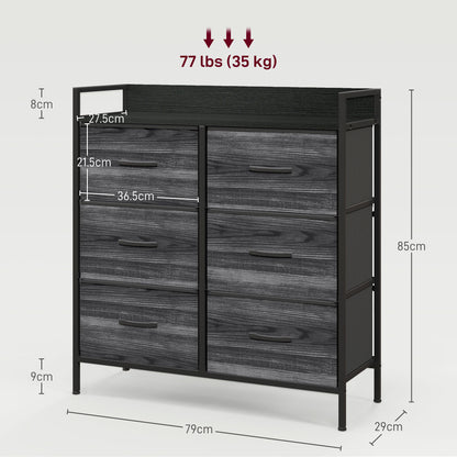 Rustic Chest of Six Fabric Drawers - Black