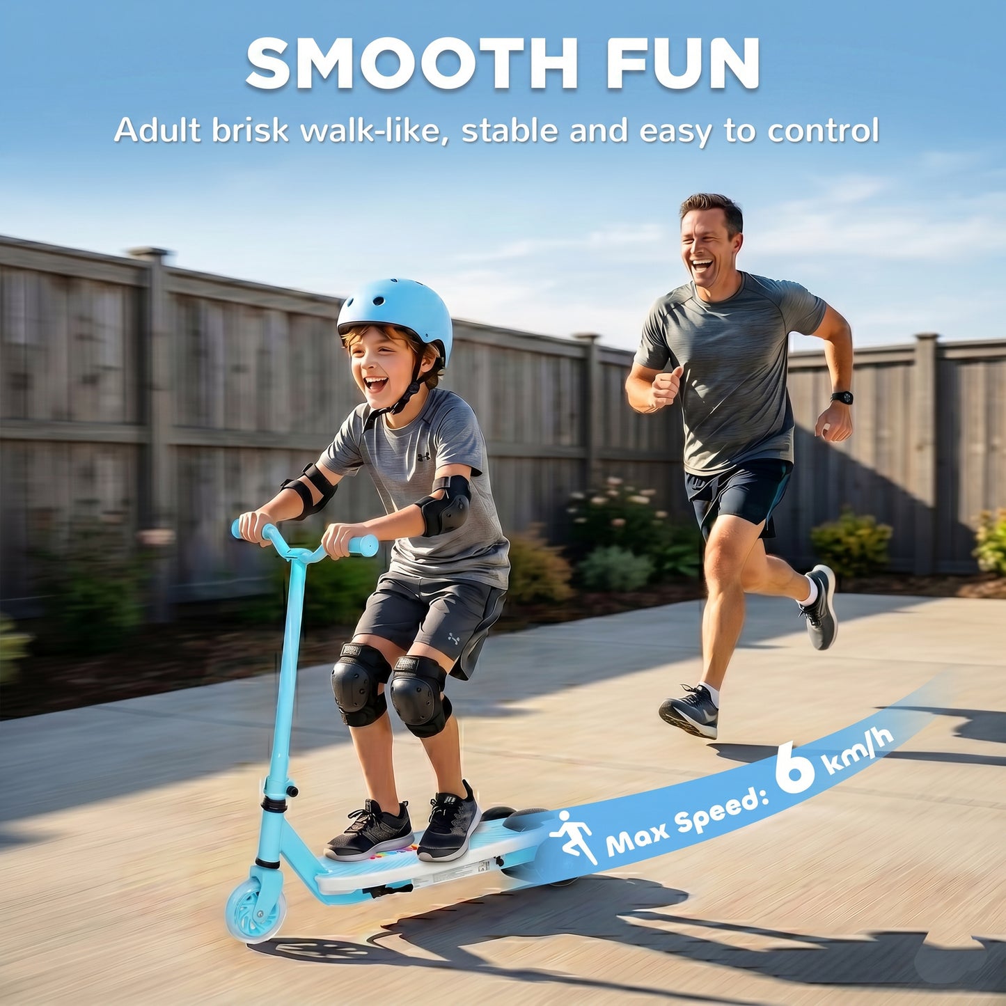 Electric Scooter for Kids Aged 4-7 Years, with Flashing LED Lights, Rear Auxiliary Wheels, Blue