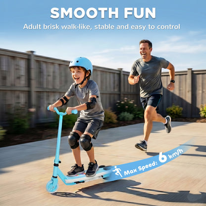 Electric Scooter for Kids Aged 4-7 Years, with Flashing LED Lights, Rear Auxiliary Wheels, Blue