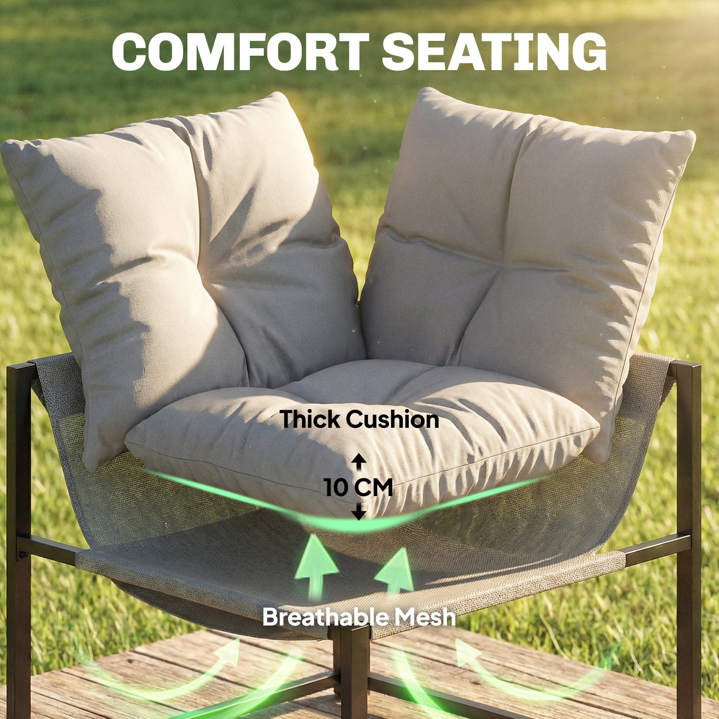 4 Piece Garden Furniture Set with Thick Cushions and Coffee Table, Patio Conversation Set for Porch, Balcony, Deck, Grey
