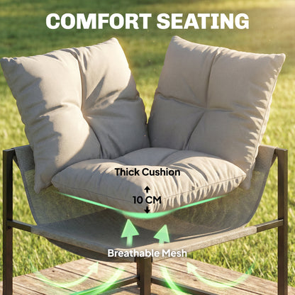 4 Piece Garden Furniture Set with Thick Cushions and Coffee Table, Patio Conversation Set for Porch, Balcony, Deck, Grey