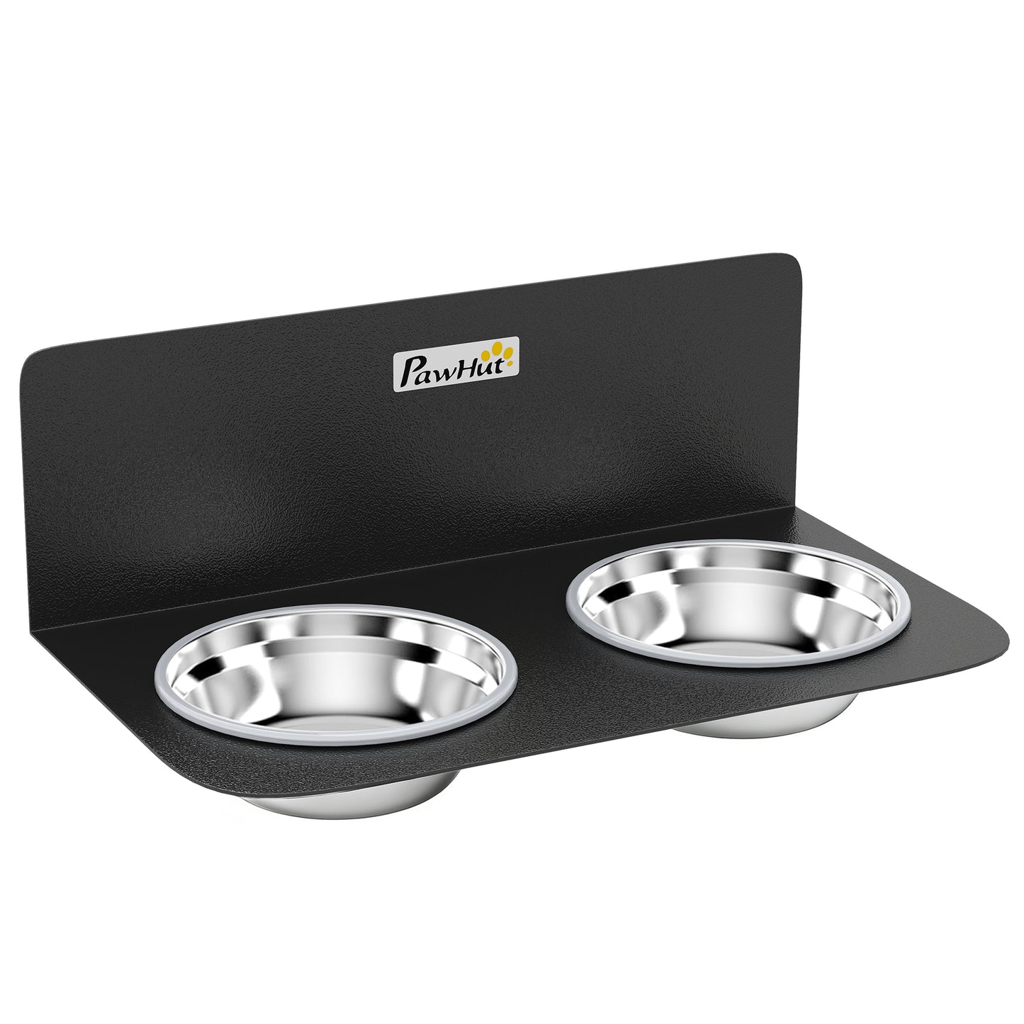 Wall Mount Dog Bowls, Adjustable Height Raised Dog Feeding Station with 2 Stainless Steel Bowls, 10kg Capacity, Black