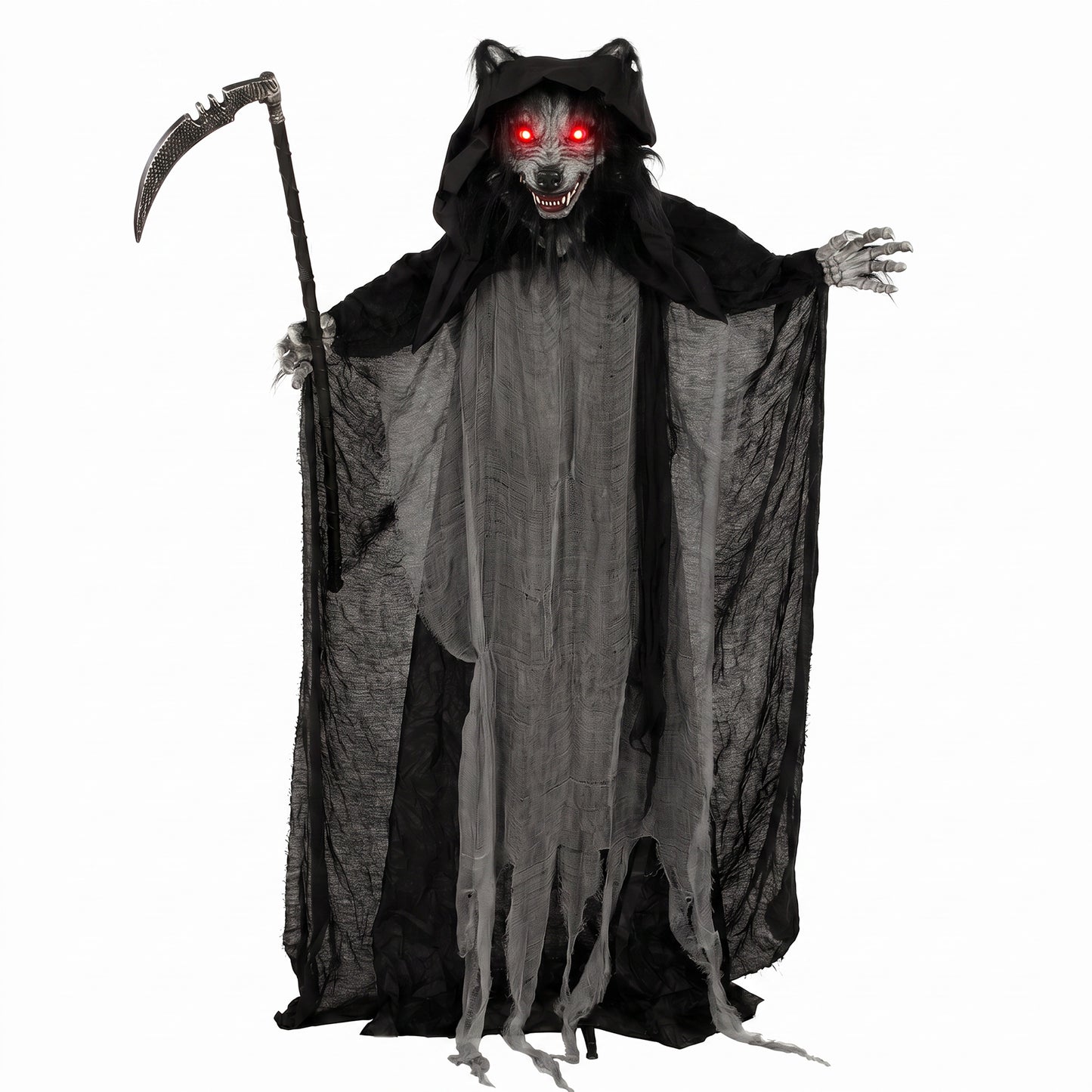 Halloween Standing Werewolf Animated Decoration with Light-Up Eyes, Sound and Touch Activated