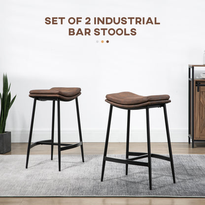 Breakfast Bar Stools Set of 2, Microfibre Upholstered Barstools