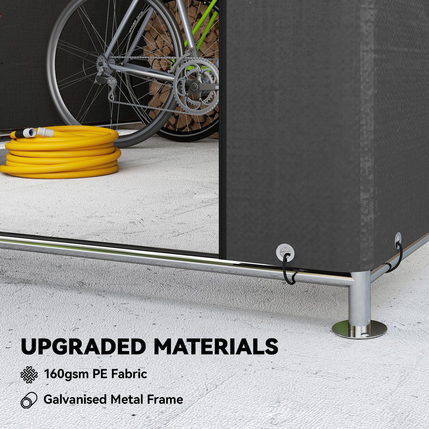 6.6 x 7.8ft Outdoor Garden Storage Shed, Waterproof Bike Tent with Roll-up Zipper Door, Galvanised Metal Frame