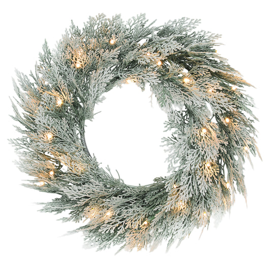 60cm/ 24inch Flocked Prelit Christmas Wreath