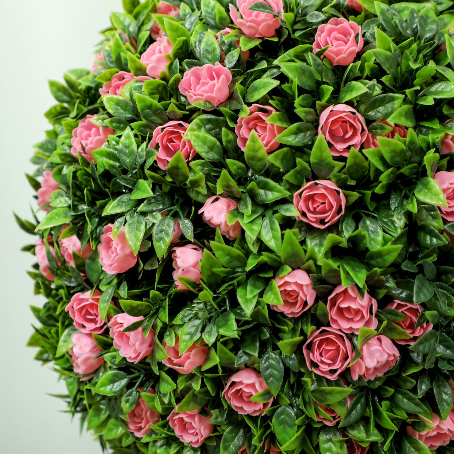 Set of 2 Decorative Artificial Plants, Ball Topiary Tree with Rose Flower in Pot, Fake Plants for Home Indoor Outdoor Decor