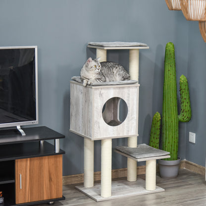 Cat Tree for Indoor Large Cats 113cm Kitten Tower Condo Jute Scratching Post Kitten Play House Activity Center Furniture