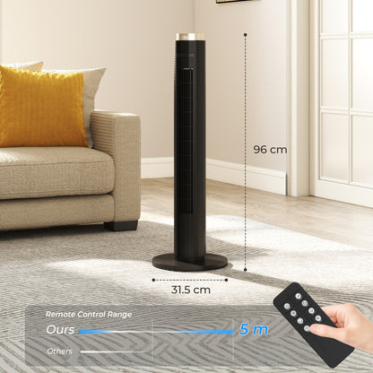 Tower Fan with WiFi App Control, Standing Floor Fan with 3 Speed 4 Modes, 12 Hour Timer and Night Light Black