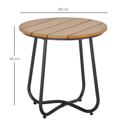 Round Outdoor Side Table Adjustable Leg Pads Garden Table 49 x 49 x 48 cm Natural Wood & Black