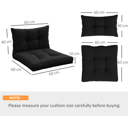4-Piece Seat Cushions Back Pillows Replacement, Patio Chair Cushions Set for Indoor Outdoor, Black