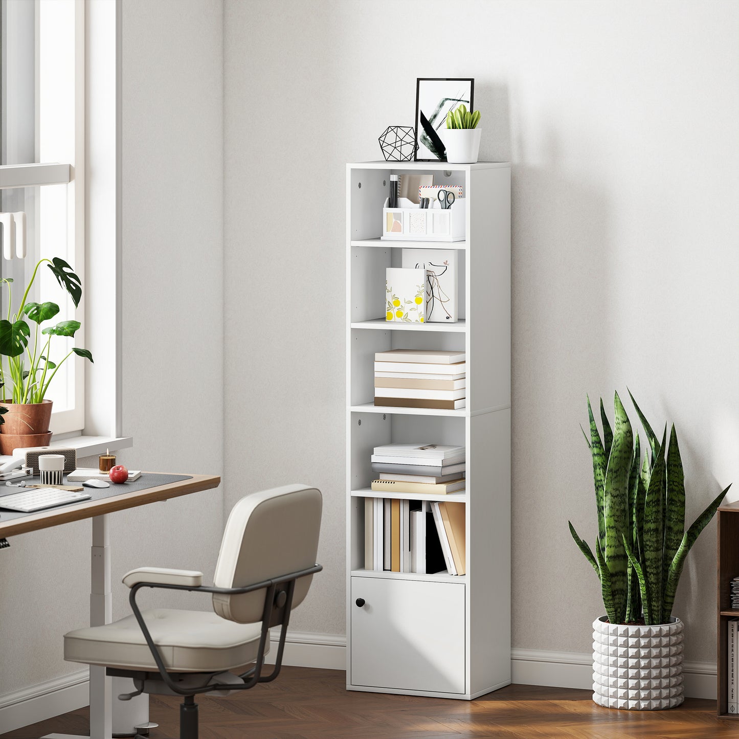 6-Tier 156 cm Tall Bookcase - White