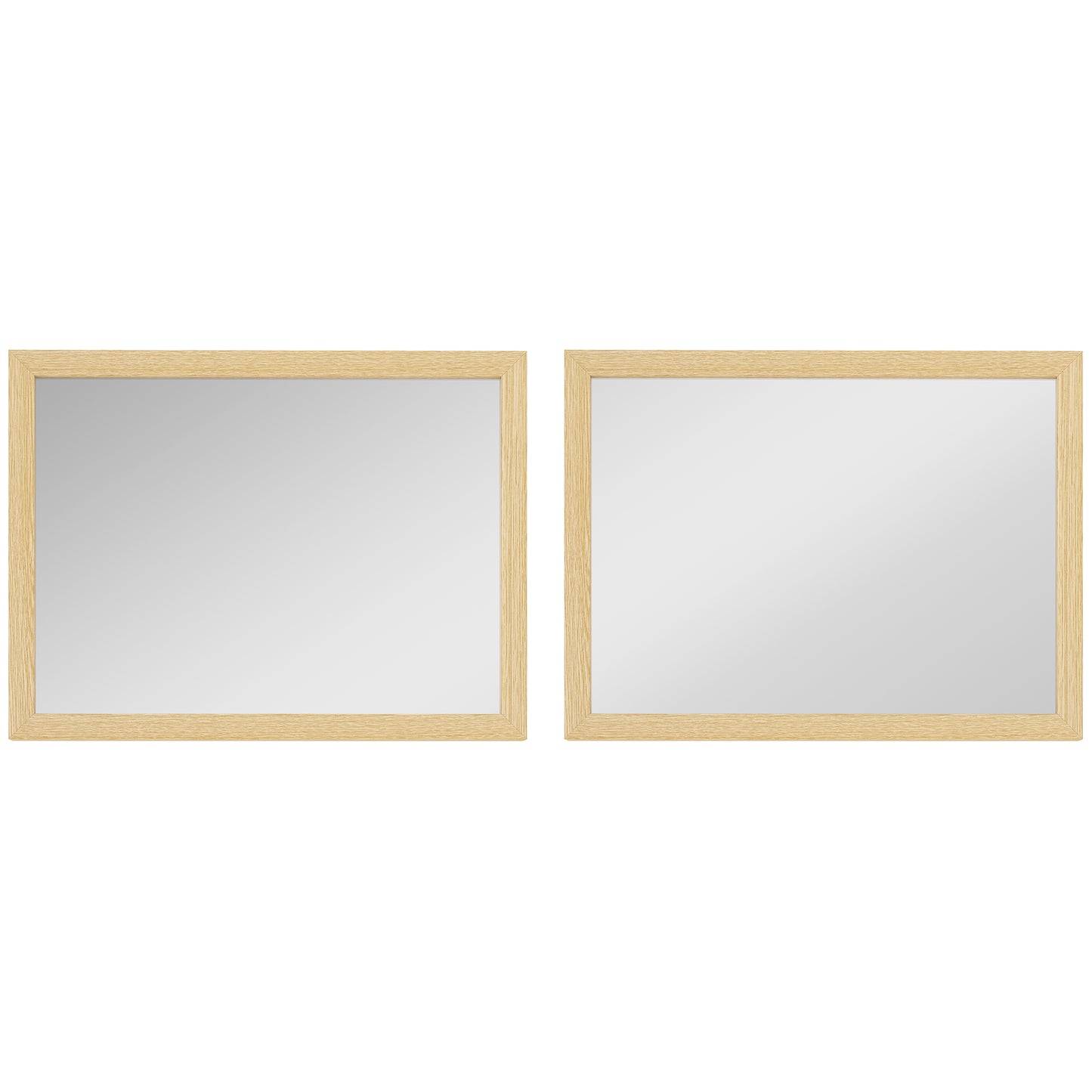 Wall Bathroom Mirror, 30 x 40 cm Wall-Mounted Mirror for Living Room, Bedroom, Hallway, Set of 2, Natural
