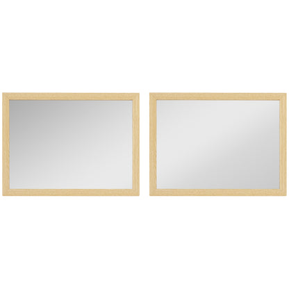 Wall Bathroom Mirror, 30 x 40 cm Wall-Mounted Mirror for Living Room, Bedroom, Hallway, Set of 2, Natural