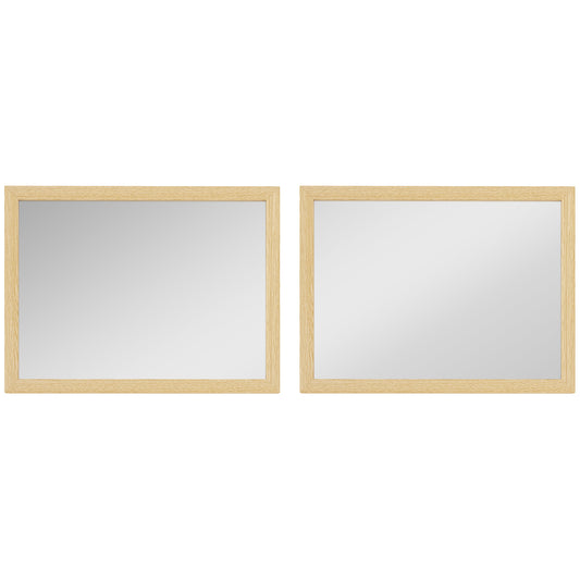 Wall Bathroom Mirror, 30 x 40 cm Wall-Mounted Mirror for Living Room, Bedroom, Hallway, Set of 2, Natural