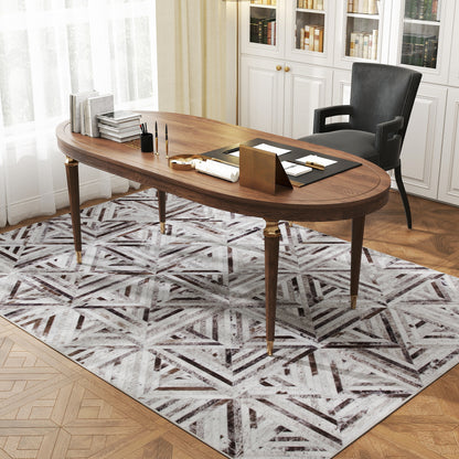 Modern Area Rug, Triangle Pattern Non-Slip Washable Rug, Chenille Floor Carpet for Living Room, Bedroom, Dining Room