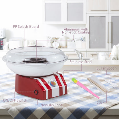 Candy Floss Machine for Kids & Adults, 550W Retro Cotton Maker for Sugar or Candies, Including 10 Candyfloss Sticks