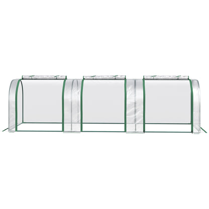 PVC Tunnel Greenhouse Green Grow House Steel Frame for Garden Backyard with Zipper Doors 295x100x80 cm, Clear