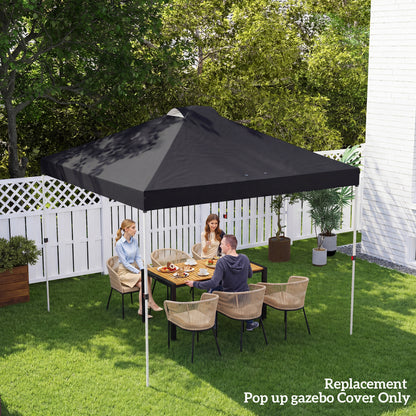 gazebo roof replacement UV50+ Waterproof Pop Up Canopy Cover with 8 Drainage Holes 3 x 3 m Black