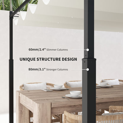 3 x 3(m) Metal Pergola with Retractable Roof and Magnetic Fixture, Outdoor Gazebo Garden Pergola Kit Sun Shade Canopy