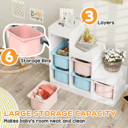 Toy Storage Organiser, Three-Layer Kids Toy Storage Units, with Removable Bins, for Ages 3-8 Years, Multi-colour
