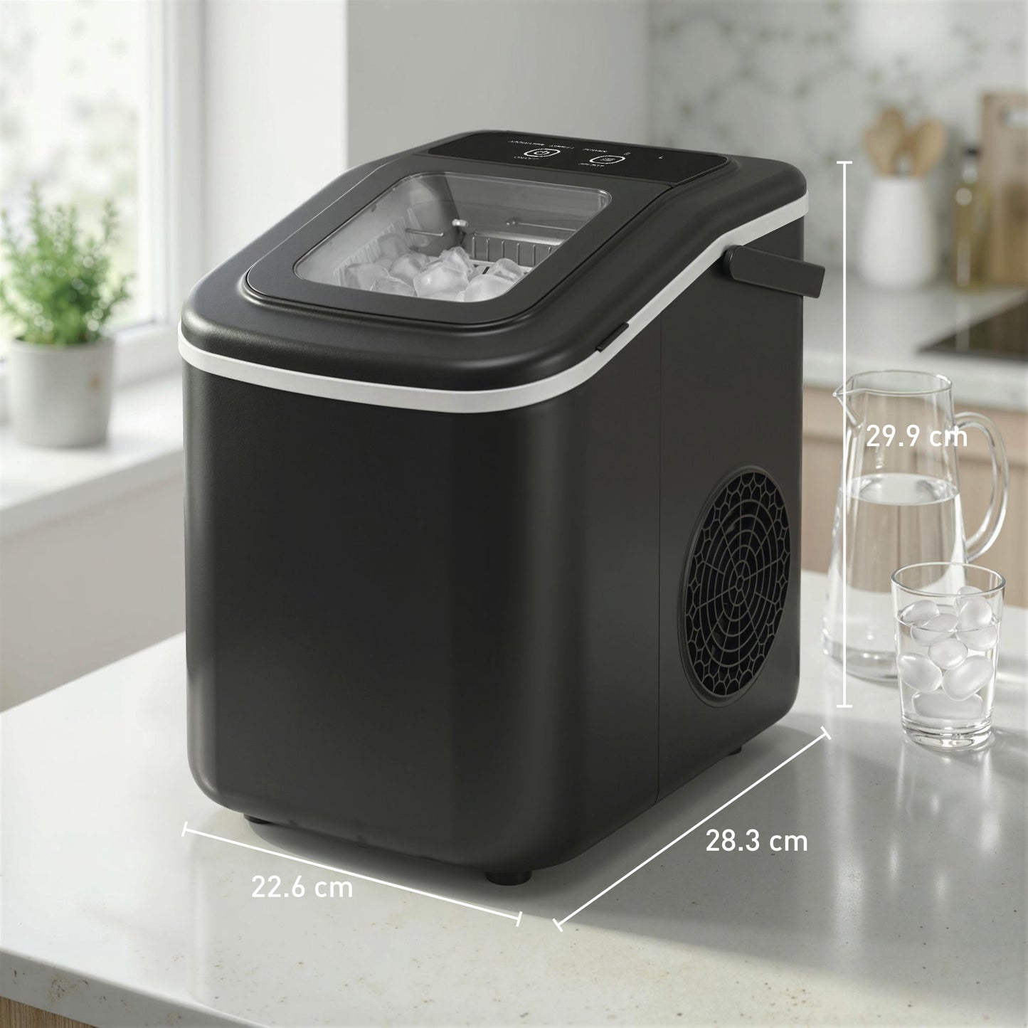 Countertop Ice Maker Machine 9 Cubes in 7 Mins Portable Ice Machine Ice Scoop and Basket 2 Sizes Black