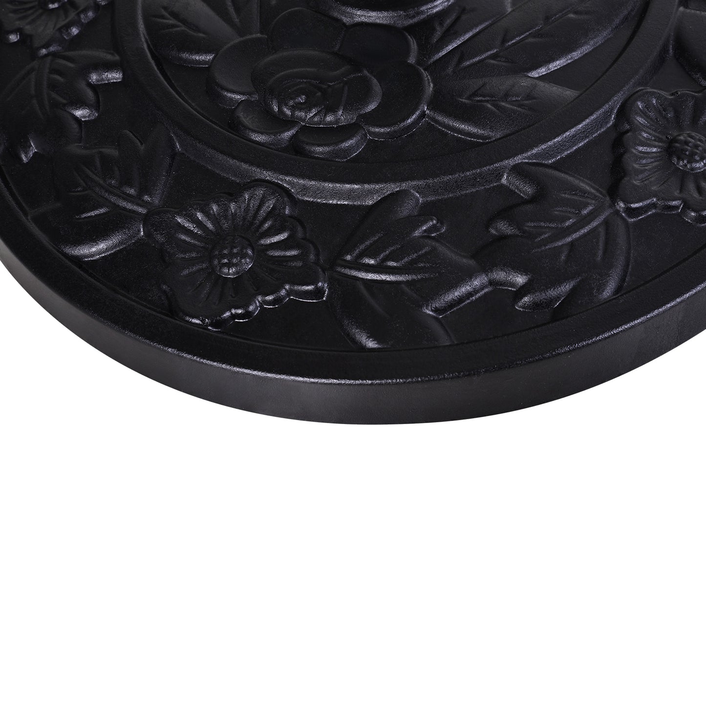 9kg Resin Parasol Base, Half Round Umbrella Stand with Floral Design for Garden, Outdoor, Suitable Umbrella Rod: Ø3.8cm