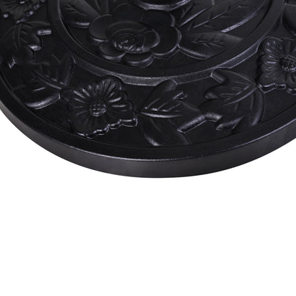 9kg Resin Parasol Base, Half Round Umbrella Stand with Floral Design for Garden, Outdoor, Suitable Umbrella Rod: Ø3.8cm