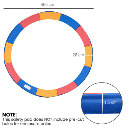 12FT Trampoline Spring Cover, Plastic Trampoline Pad Replacement Safety Guard, Multicoloured