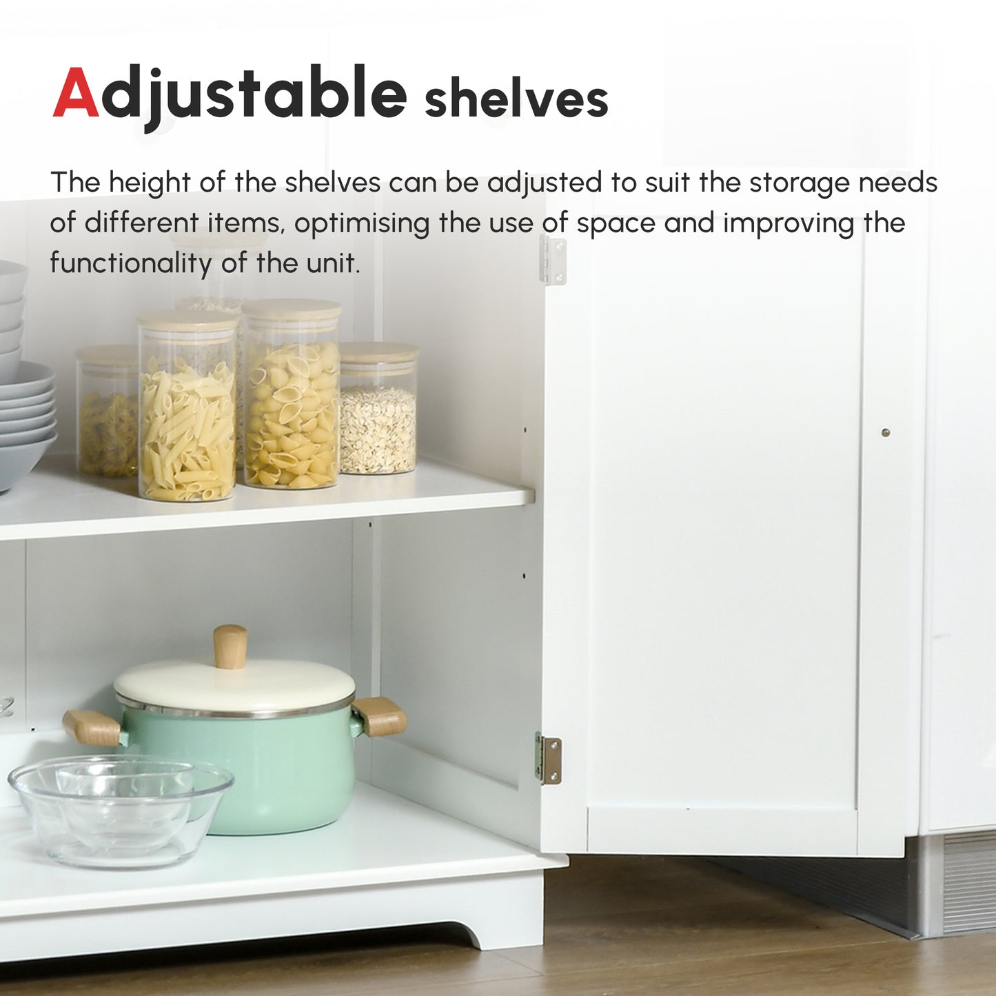 Kitchen Storage Sideboard with Solid Wood Top