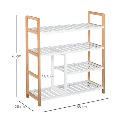4 Tier Shoe Racks Storage Stand Shelf Organizer Wood Frame 78 x 68 x 26 cm Hallway Furniture