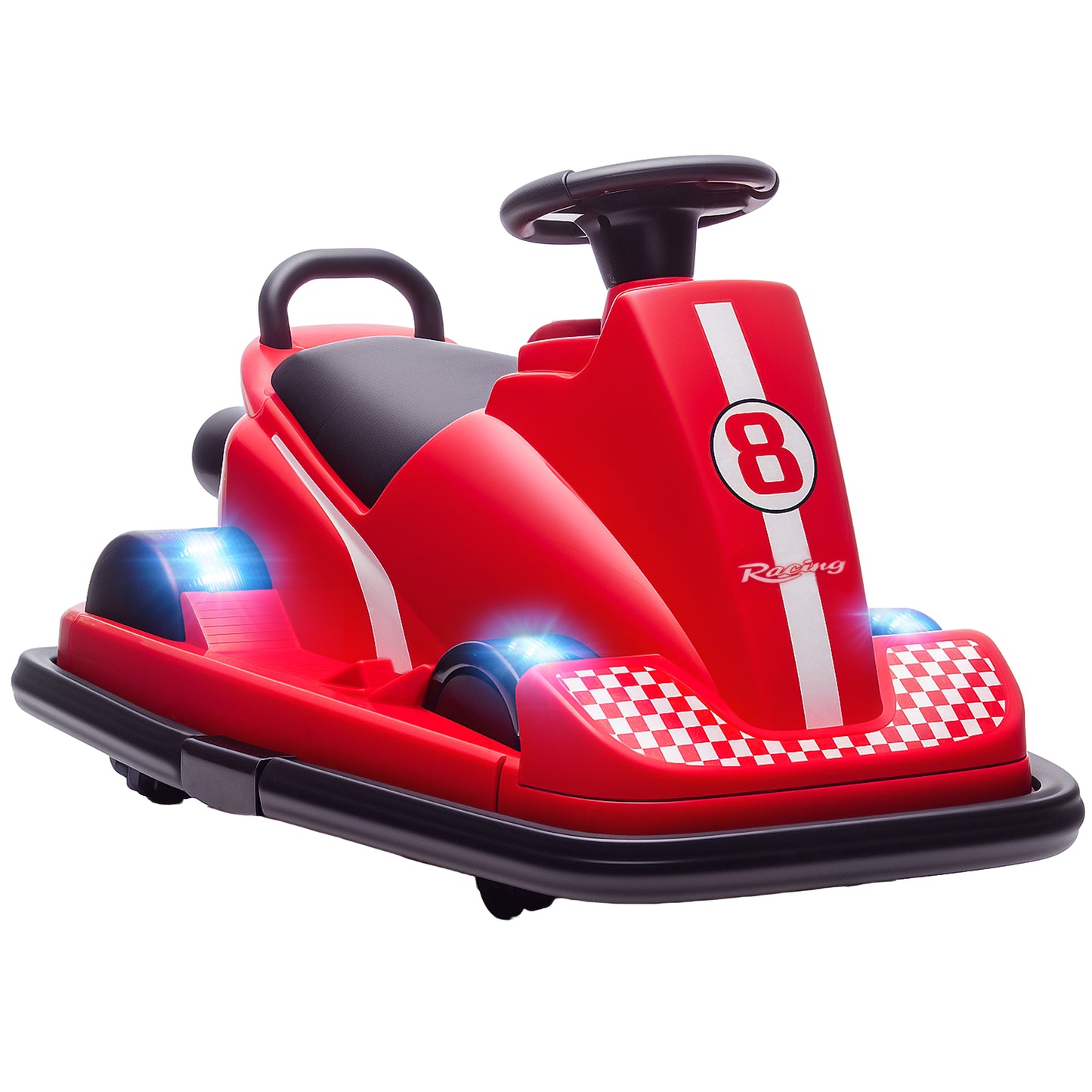Kids Bumper Car, 360° Rotation Spin Electric Walzer Car with LED Lights, Music for Ages 3-8 Years Old, Red