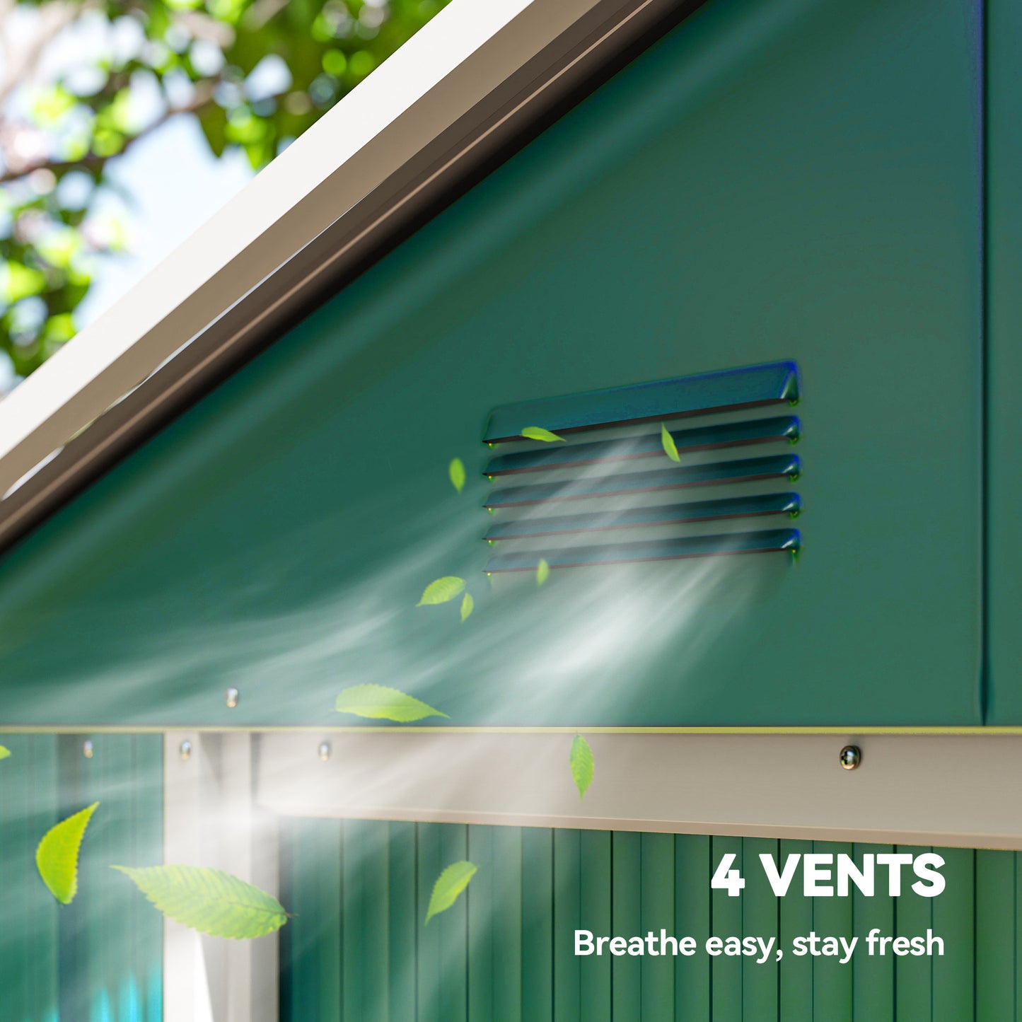6.5ft x 3.5ft Metal Garden Storage Shed for Outdoor Tool Storage with Double Sliding Doors, Green