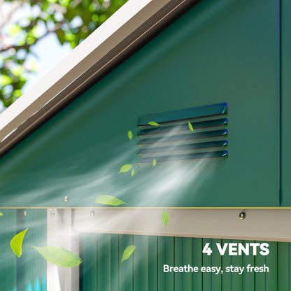 6.5ft x 3.5ft Metal Garden Storage Shed for Outdoor Tool Storage with Double Sliding Doors, Green