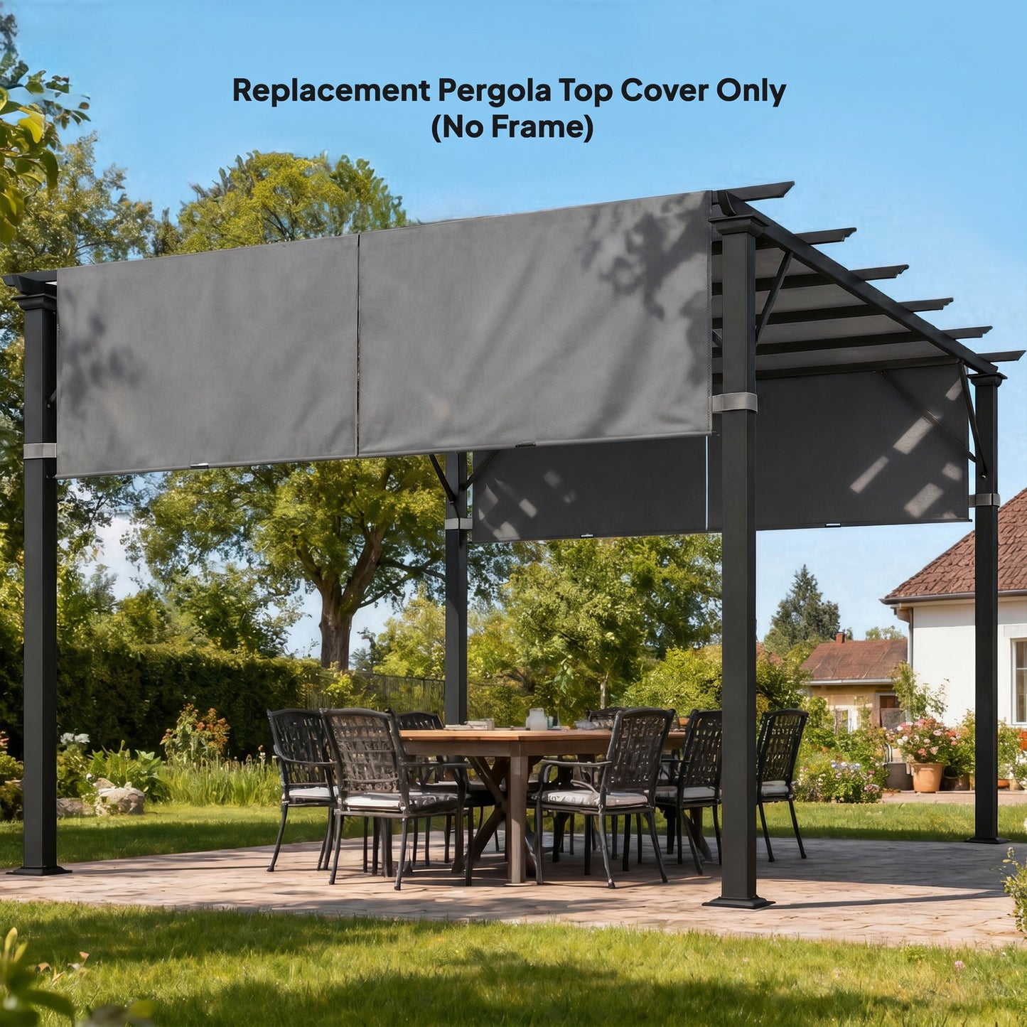 2 Pcs UV Protection Pergola Replacement Canopy, Pergola Shade Cover, Easy to Install, for 3 x 3(m) Pergola, Dark Grey