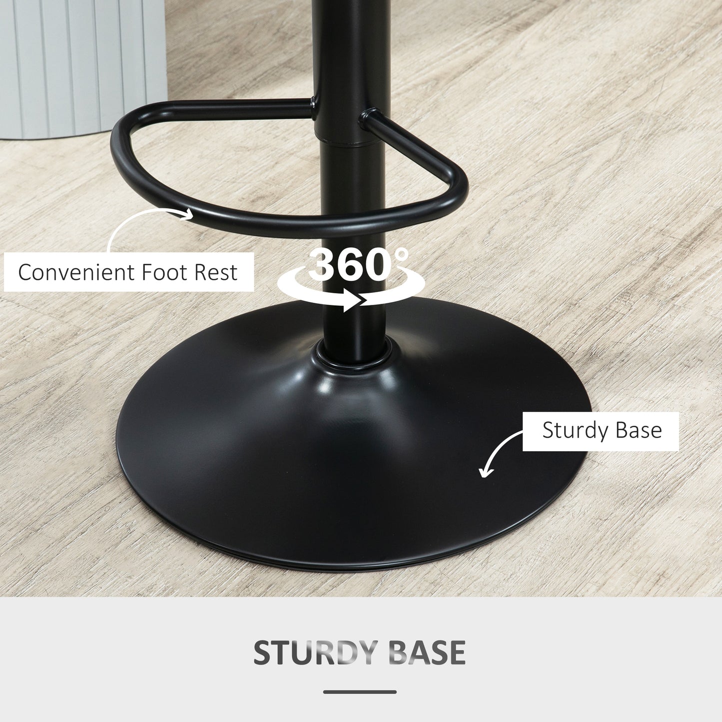 Bar Stools Set of 2, PU Leather Swivel Barstools with Backrest and Footrest for Kitchen, Counter, Breakfast Bar, Grey