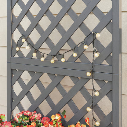 Wood Planter with Trellis for Climbing Plants, Raised Bed, Planter Box with Drainage Holes to Grow Herbs Flowers, Grey