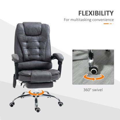 Heated 6 Points Vibration Massage Executive Office Chair Adjustable Swivel Ergonomic High Back Desk Chair Recliner with Footr